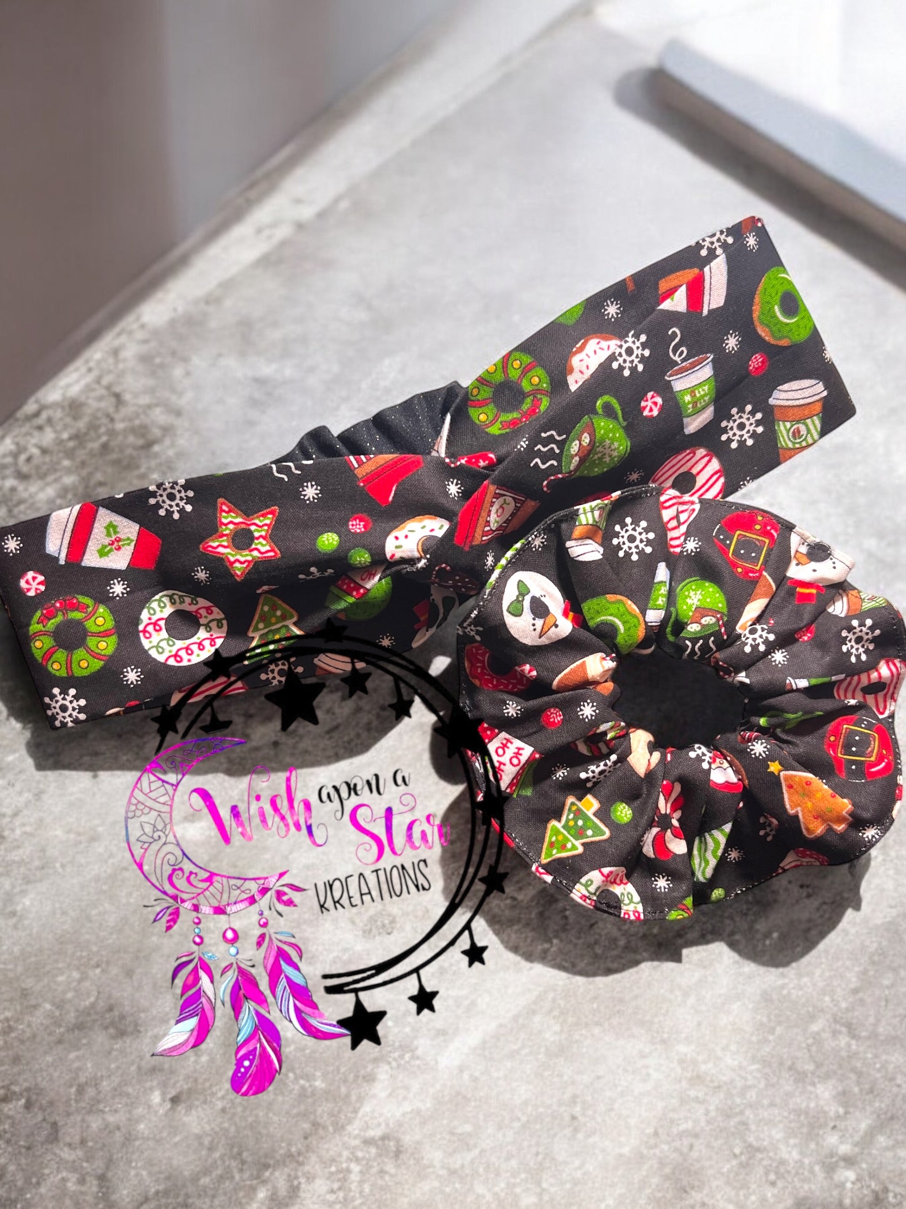 Christmas Theme Headband & Scrunchie Set